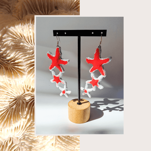 Pendientes estrella de mar fuego y hielo