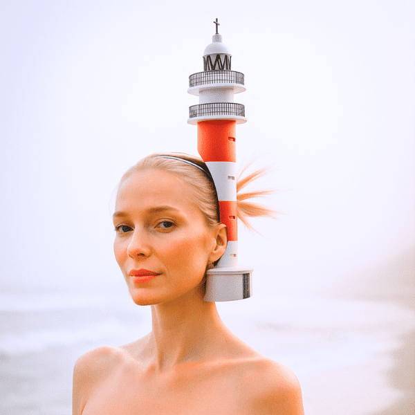 Faro punta de Teno – Tocado Escultórico en PLA Rojo Ferrari y Blanco Marfil