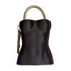 Bolso Domina Negro diseñado por GalloBuey: una escultura de torso femenino en 3D negro mate con asa trenzada para la colección de Juan Duyos.