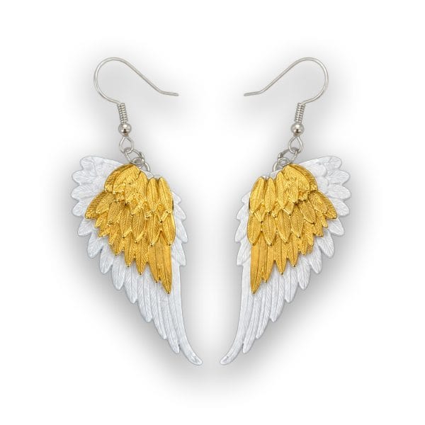 Festival accessories and summer deals, Gallobuey Angel Wing Earrings on a neutral background