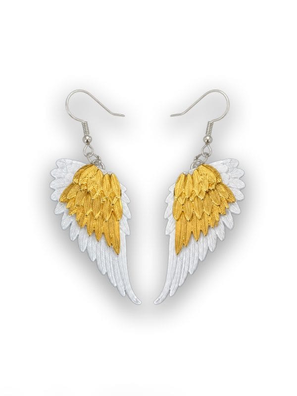 ALA-shadowwwww2 accesorios para festivales y ofertas de verano, Pendientes Alas de Ángel de Gallobuey en fondo neutro
