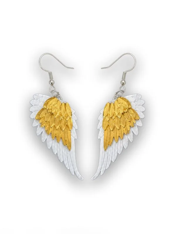 Festival accessories and summer deals, Gallobuey Angel Wing Earrings on a neutral background