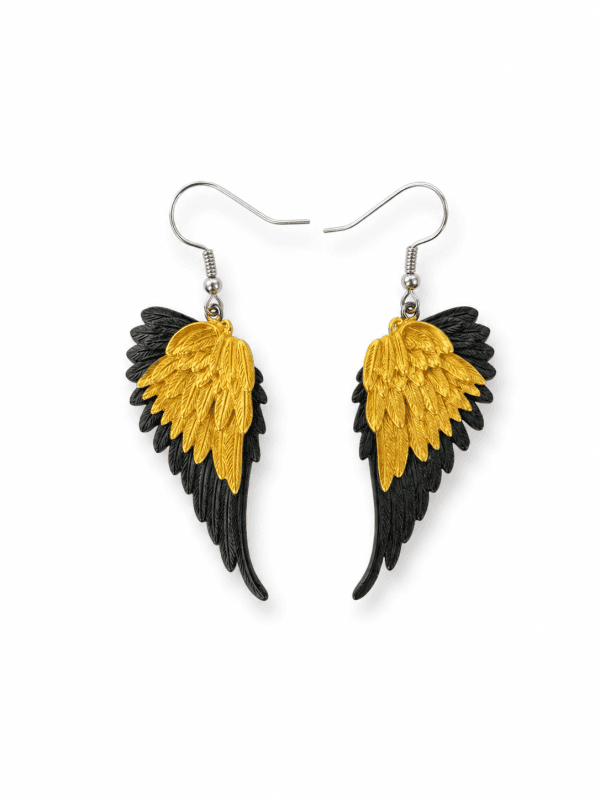 Alas (1) accesorios para festivales y ofertas de verano, Pendientes Alas de Ángel de Gallobuey en fondo neutro