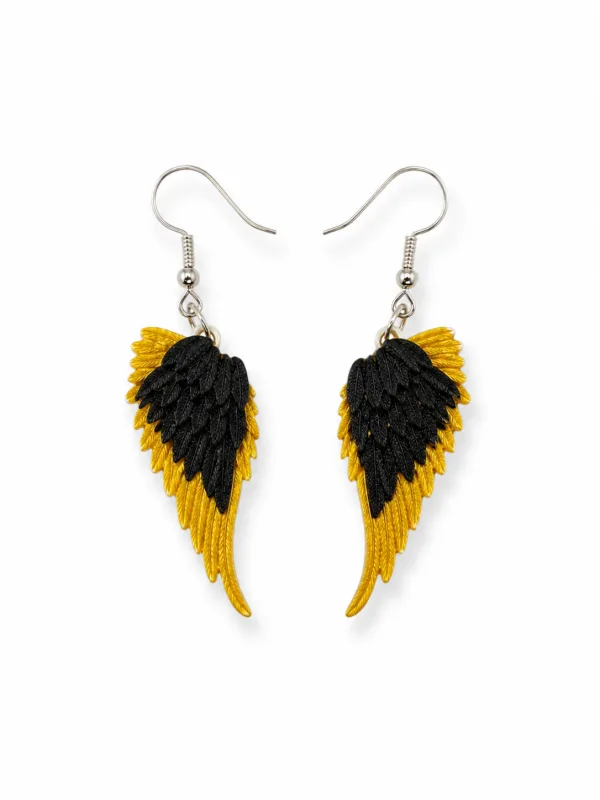 Festival accessories and summer deals, Gallobuey Angel Wing Earrings on a neutral background