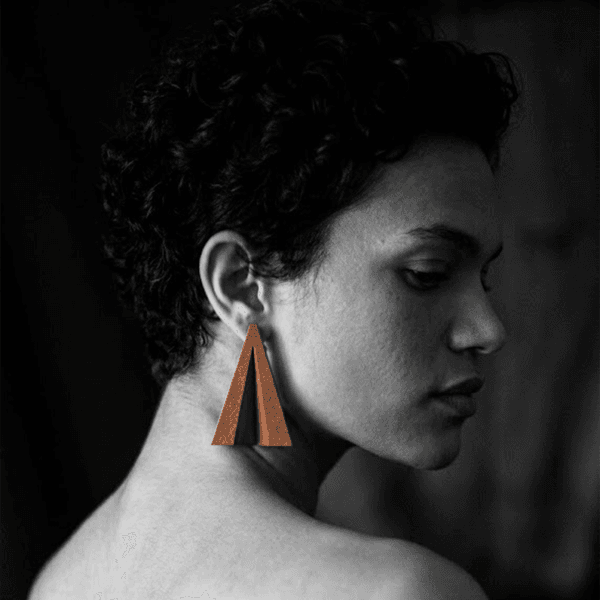 brown planes Model wearing women's long paper airplane autumn earrings
